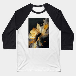 Organic Sunflower - Semi Abstract Alcohol Ink Resin Art Baseball T-Shirt